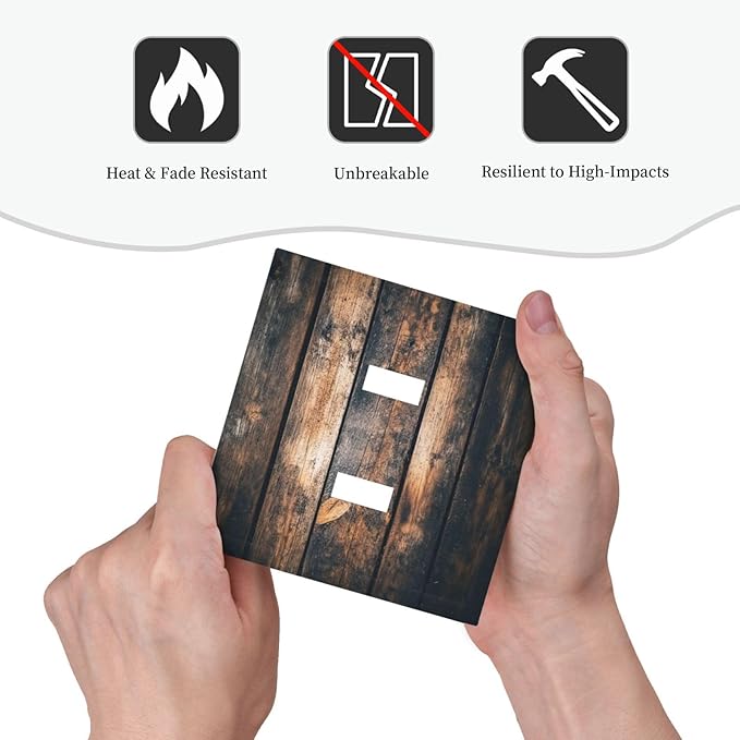 Decorative Switch Plates Brown Vintage Wooden Board Rustic Wood 2 Gang Double Toggle Outlet Light Switch Cover Wall Plate Electrical Faceplate For Farmhouse Cabin Decor