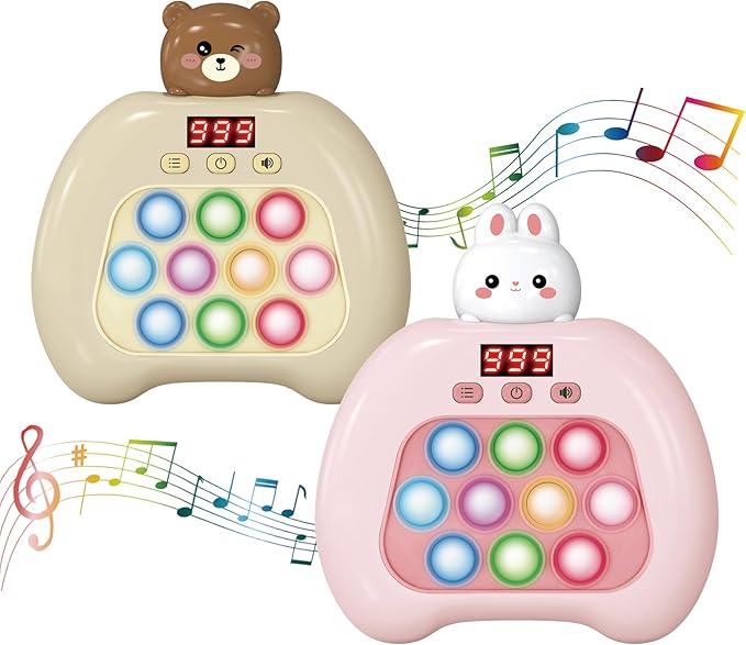 Electronic Pop It Game with LED Screen - 2-Player Online Bubble Pop Fidget Toy, Brain Training STEM Game for Kids 3-12, Anti-Anxiety Sensory Toy, Educational Birthday Gift for Boys Girls（（Brown）