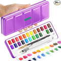 ARTISTRO 24 Color Watercolor Paint Set - Portable Paint Art Kit with Palette and Brush Pens - Travel Water Color Set for Adults, Professionals, Kids - Art and Painting Supplies - Gift Idea