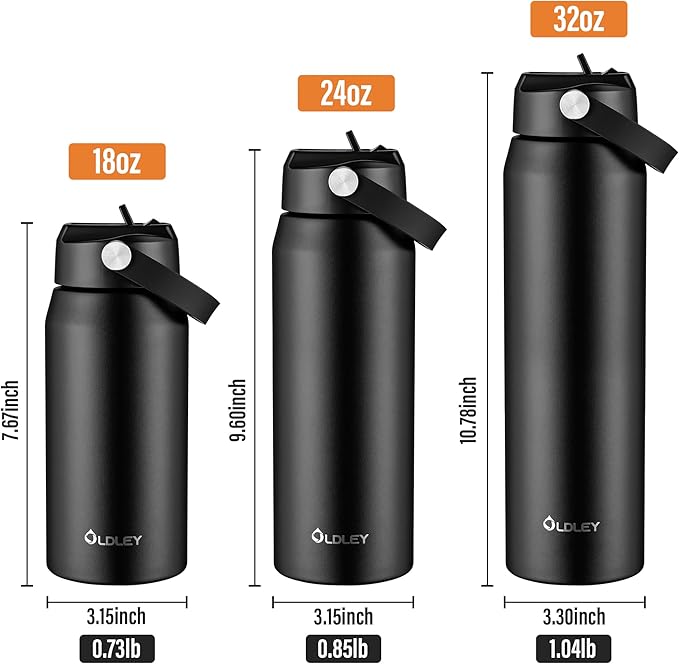 Oldley 32oz Insulated Water Bottle with Straw, Stainless Steel Water Bottle for Sports, Travel, School, BPA-Free Sports Bottles for Adult Kids, Leak-Proof, Beige