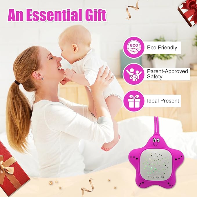 Portable Baby White Noise Sound Machine, Infant Sleeping Music with Projector Star Starry Light, Sleep Sound Music for Baby, Kids