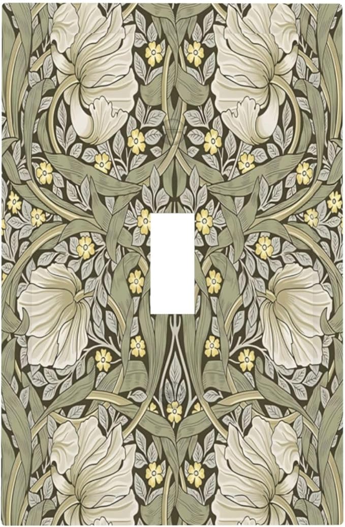 William Morris Pimpernel Flowers Plant Floral Decorative Light Switch Cover 1 Gang Single Toggle Device Electrical Faceplate Switchplates Decorator Outlet Wall Plate for Farmhouse Living Room Decor