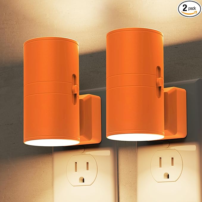 L LOHAS LED Night Light, Modern Night Lights Plug into Wall, 2 Pack Dusk to Dawn Sensor Nightlights, 3000K 0-100LM Adjustable Brightness, Dimmable Night Lights for Hallway Bedroom Stairway