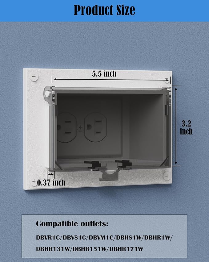 Type 3r Enclosure Cover, DBHC-1 Outdoor Outlet Cover for Wet Locations (Horizontal), Electrical Box Replacement Cover for DBHS1C/DBHR1C/DBHM1C/DBHR141C in Box Electrical Outlet Box - Clear(3-Pack)