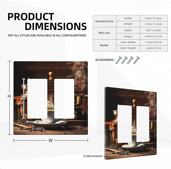 Decorative Outlet Covers with Vintage Coffee Retro Grinder Artwork Design 2 Gang Wall Plate Double Rocker Light Switch Cover Switch Plate Cover for Rustic Kitchen Decor