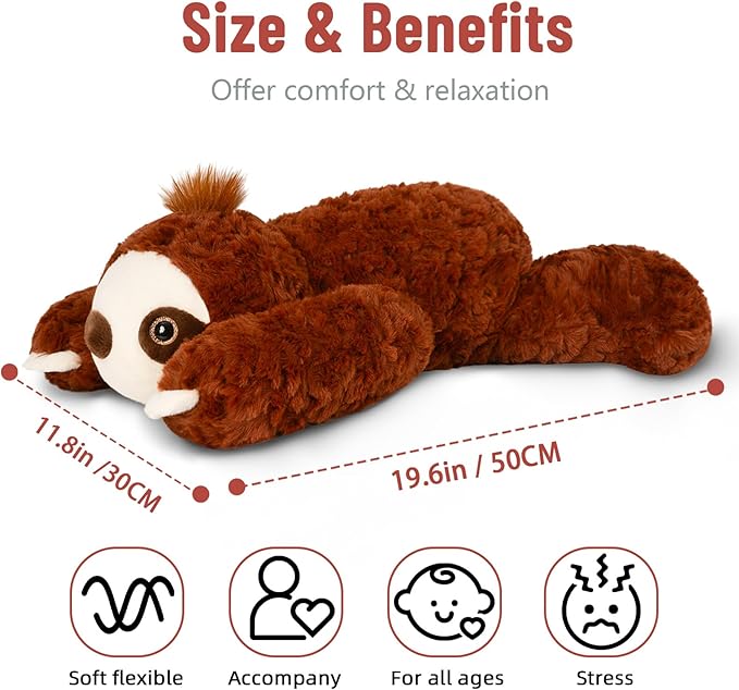 Niuniu Daddy 20" | 3.3 Pound Weighted Sloth Stuffed Animals, Big Fluffy Sloth Weighted Lap Animals Plush, Cute Weighted Stuffed Toy as Present for Adults & Kids & Baby for Christmas Birthday Holidays