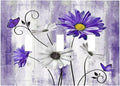 Decorative Light Switch Cover Plate Rustic Purple Daisy Butterfly Boho White Floral 3 Gang Wall Plate Switch Plate Covers Triple Toggle Jumbo Electrical Faceplate for Country Home Decor