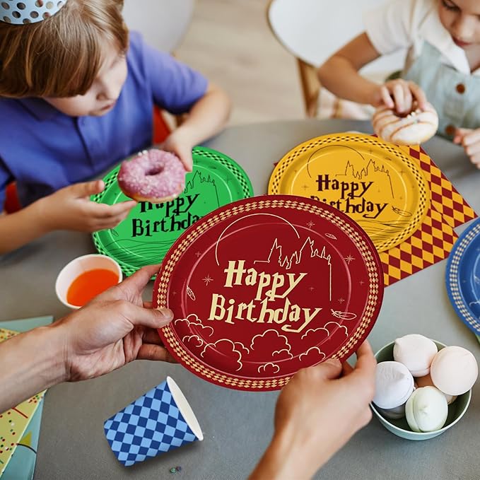 120pcs Magical Wizard Plates Napkins Party Decorations Cartoon Disposable Paper CupsTableware Set Cartoon Party Supplies for Kids Birthday Decor 30 Guests