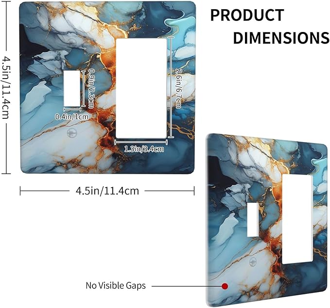 Light Switch Cover Plate Golden Abstract Luxury Marble 2 Gang Combo Wall Plates Toggle Rocker Decorative Switch Plates and Outlet Covers for Livingroom Bathroom Decor