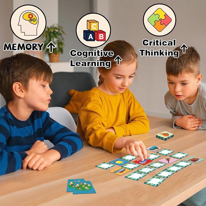 zheyistep 100 PCS Camping Matching Game for Kids Toddlers Memory Game, Toddler Camping Theme Match Games Concentration Card Game for Boys Girls Preschool Learning Activities