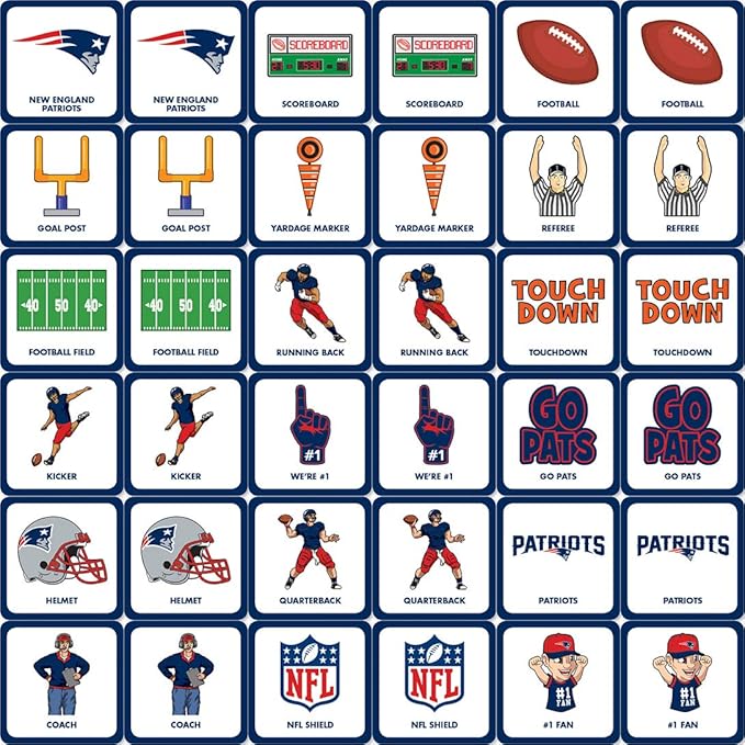 MasterPieces Officially Licensed NFL New England Patriots Picture Matching Card Game for Kids and Families