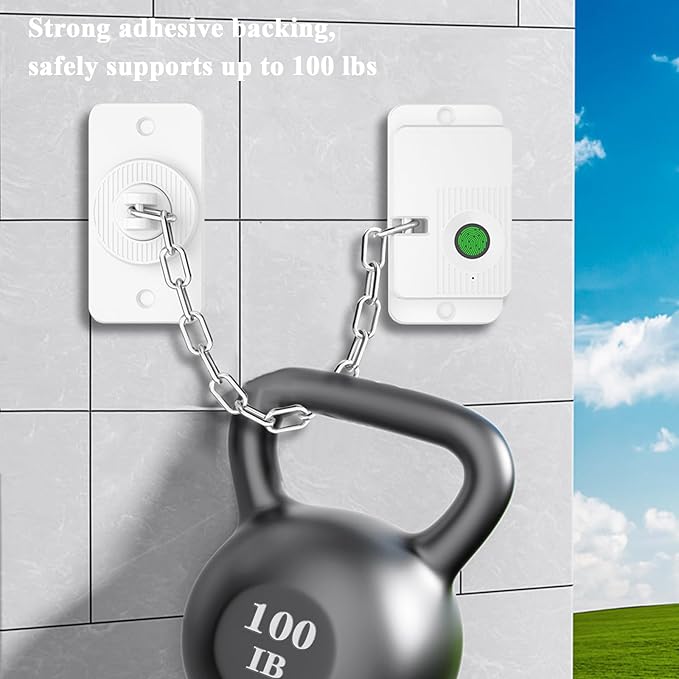 Fingerprint Child Proof Door Lock 2Pcs, Refrigerator Lock with Fingerprint & Door Locks for Kids safety, for Door Lock, Fridge Lock, Cabinet Locks and Window Locks,Strong Adhesive No Drilling