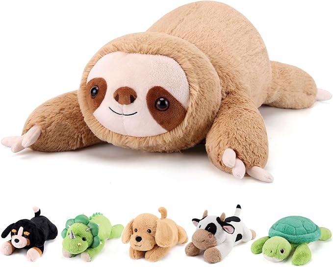 gnomantic Sloth Weighted Stuffed Animals - 22 Inch 4.5 Pounds Weighted Plushies Sloth Stuffed Animals - Big Plush Pillow - Cute Plush Toys Gifts for Kids & Adults (22" 4.5 lbs)
