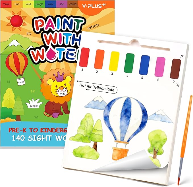YPLUS Paint with Water Books for Toddlers, Art Craft Toys Watercolor Painting Paper for Kids, Gift for Kids Ages 1-3, 2-4, 4-6, Drawing with Brush - Travel