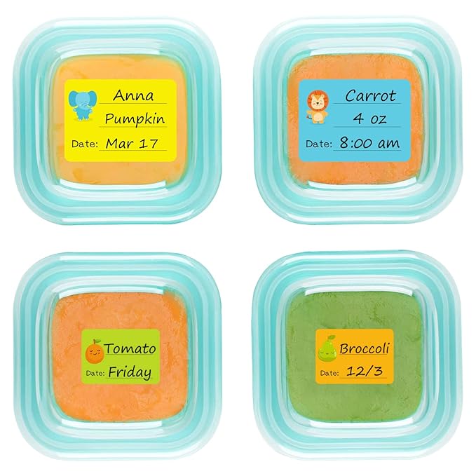 Baby Food Labels, Removable Write-On Daycare Date Labels for OXO Tot Baby Food Storage Containers, Trays, Jars, Freezer & Dishwasher Friendly, for Infants & Babies