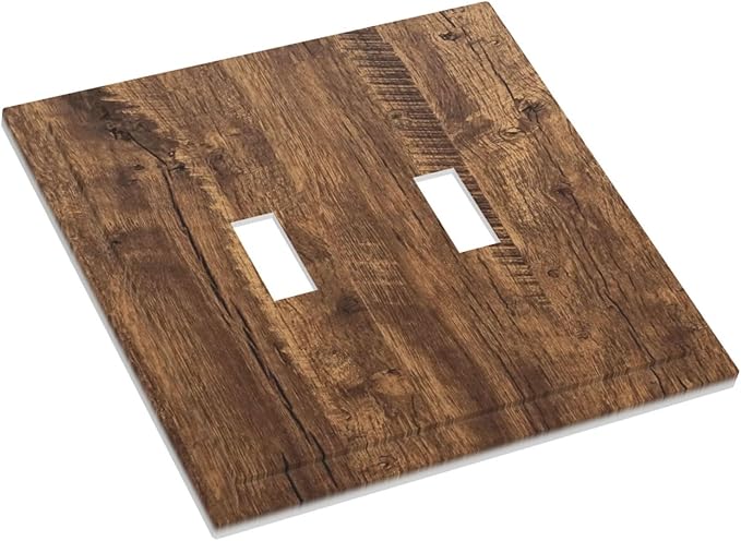 Rustic Old Wood Brown Crack Tree Tumor Print Decorative Switch Plates 2 Gang Double Toggle Outlet Light Switch Cover Wall Plate Electrical Faceplate for Farmhouse Home Decor