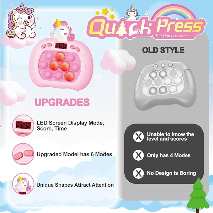Pop Push Game Fidget Console Football Toys for Kids Adults,Quick Push Pop Bubble Up Gifts,Handheld Light Up Fidget Sensory Puzzle Toy for Boys Grils Teens Age 3-12