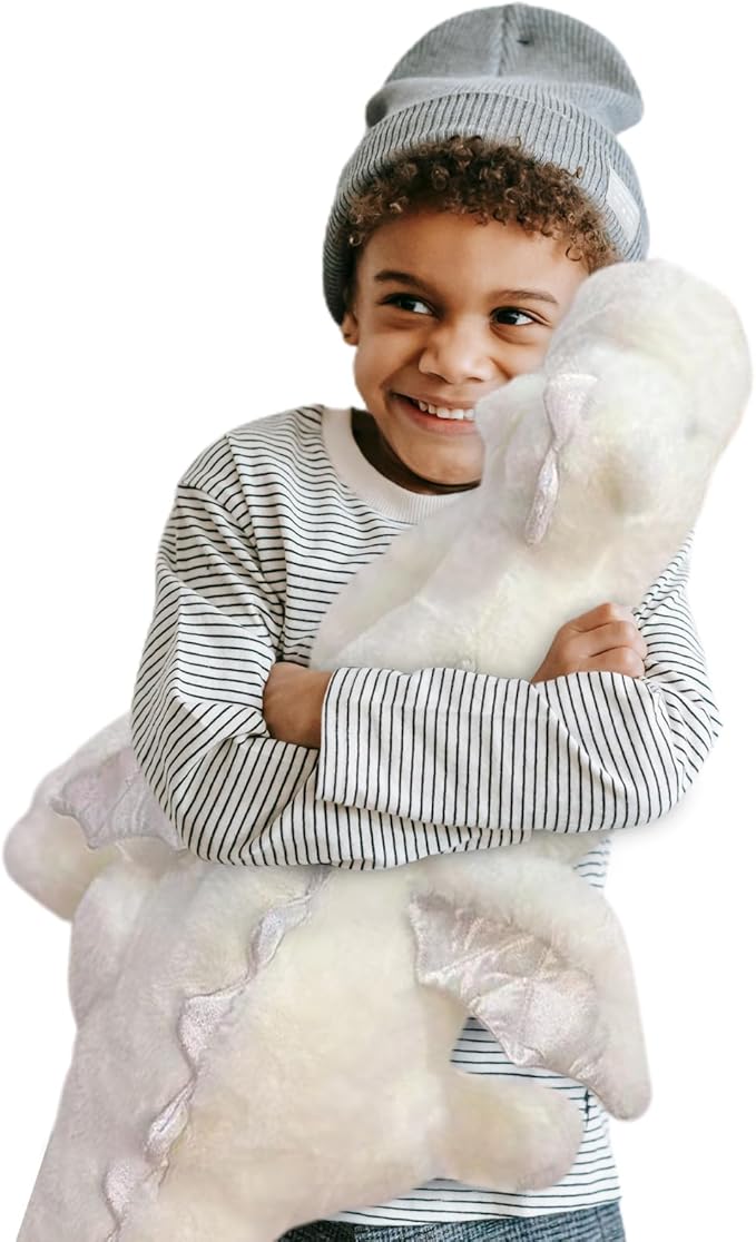Pterosaur Stuffed Animal with Wings - Cute Soft Dinosaurs Plush Toys Little Flying Dragon Plushies Pillow Doll Christmas Birthday Gifts for Kids Boys Girls (White,51.18inch/130cm)