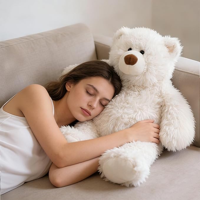 4.2 lbs Polar Bear Weighted Stuffed Animal 27in, Stuffed Bear Plush for Adult, Kids, Weight Polar Bear Plush Animal Pillow White Bear Gifts on Christmas, Birthday, Valentine's Day