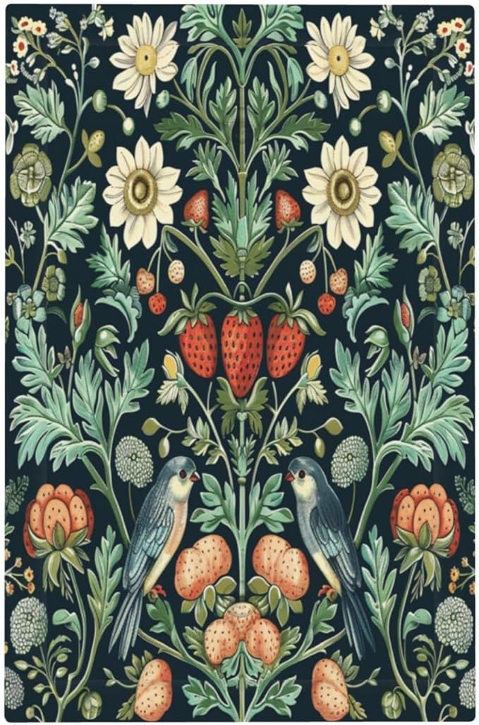 Light Switch Cover Strawberry Birds Flowers Plant Morris Floral Decorative Switch Plates 1 Gang Blank No Device Outlet Covers Electrical Wall Plates for Bathroom Bedroom Decor
