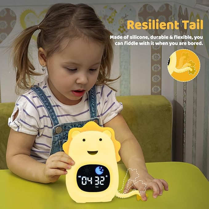 Alarm Clocks for Kids Toddler Alarm Clock Silicone Night Light with 6 White Noise Sound Machine Rechargeable Soft Sleep Training Alarm with 8 Colors Night Light Perfect Clock Gift for Kids Boys Girls