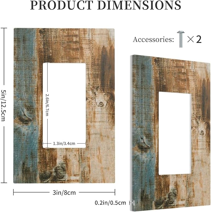 Retro Rustic Barn Wood Teal Green Brown 1 Gang Rocker/Decor Outlet Light Switch Wall Plate Cover Faceplate Decorative Faceplate Switchplates Farmhouse Cabin Bathroom Home Living Room Bedroom Decorate