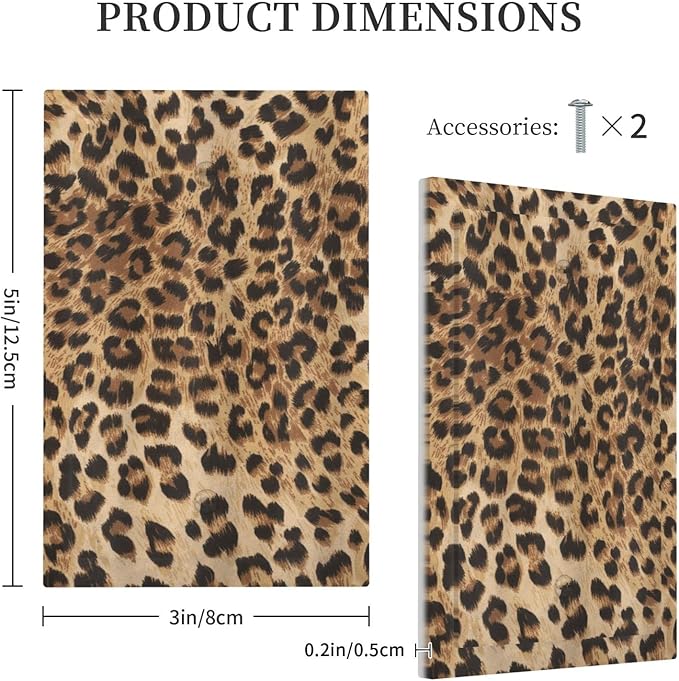 Classic Leopard 1 Gang Light Switch Cover No Decive Blank Wall Plate Decorative for Teen Kids Boys Bathroom Home Bedroom Art Panel Decorate 5" x 3