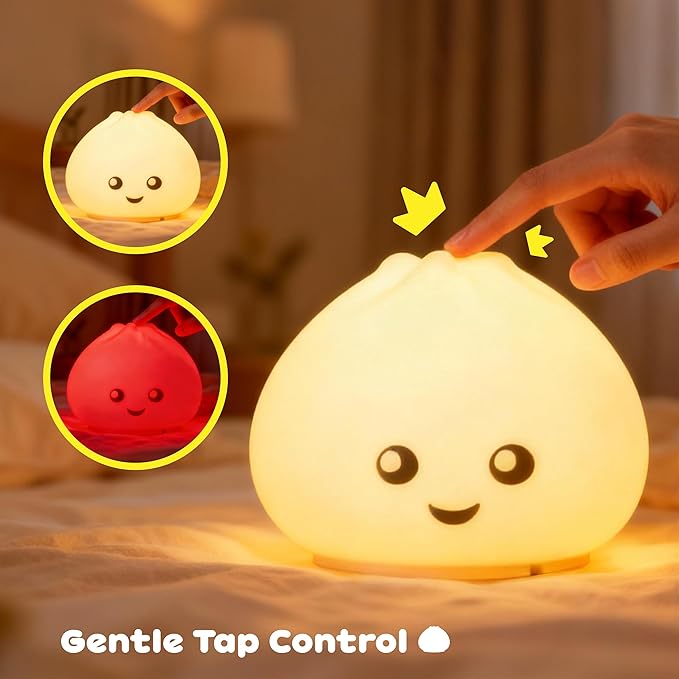 Dumpling Squishy Night Light, Rechargeable 16 Color Changing LED Night Light, Portable Soft Silicone Touch Lamp for Nursery, Kids Room, Ideal Gifts for Girls Boys