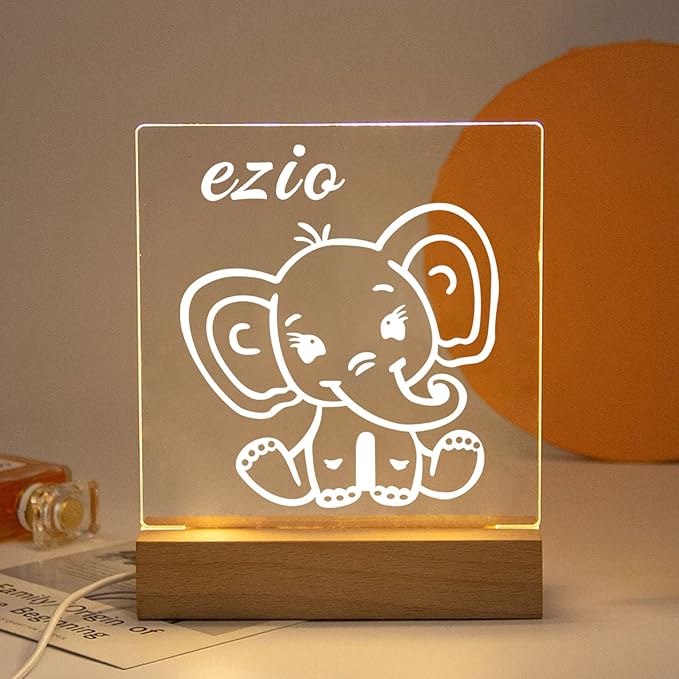 Personalized Night Light, Elephant Night Light, Kid's Night Light, Girl's Room, Boy's Room, Kid's Bedroom Décor, LED Light