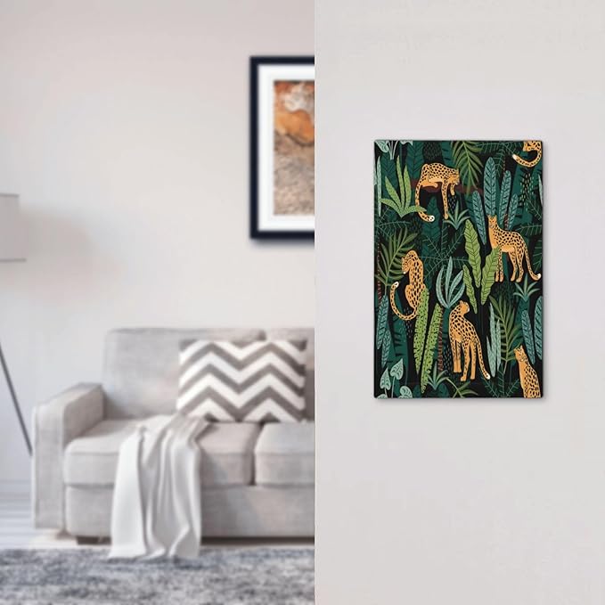 Jungle Cheetah Tropical Wildlife Leopard Green Palm Leaf Light Switch Cover Plate 1 Gang No Device Blank Electrical Wall Plates Faceplate Decorative Switch Plate Covers for Farmhouse Home Decor