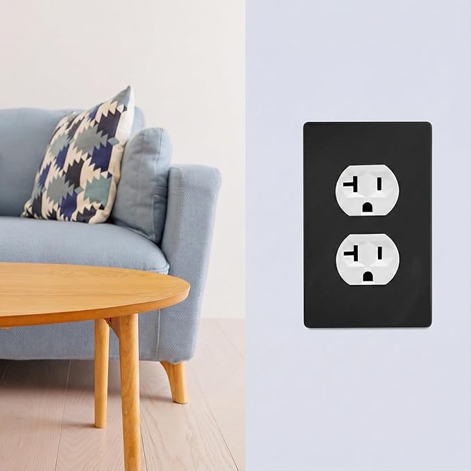 Bates- Screwless Duplex Wall Plate, 6 Pack, Black, Electrical Outlet Cover Plates