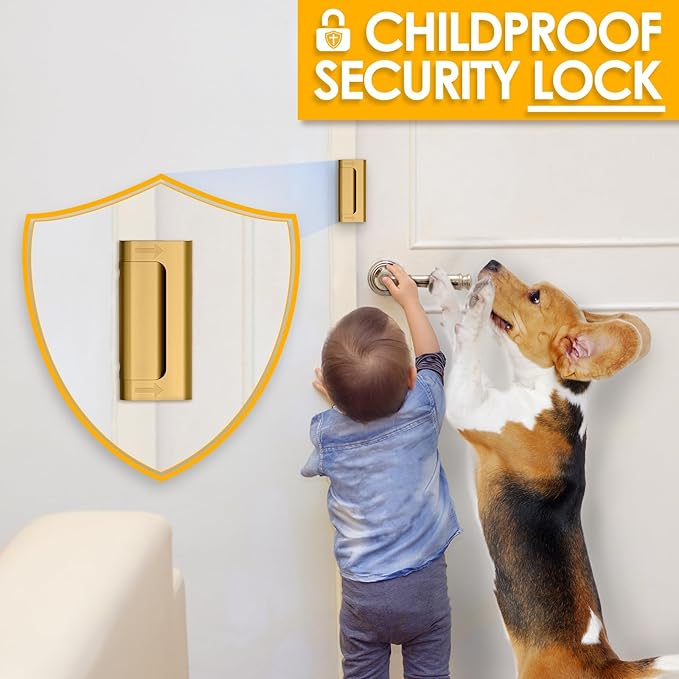 Home Security Door Reinforcement Lock – Heavy-Duty Metal Door Lock for Front Door, Childproof Safety Latch for Kids Safety, Extra Flip Top Lock Withstands 800 lbs, Interior Deadbolt Guard Home Safety