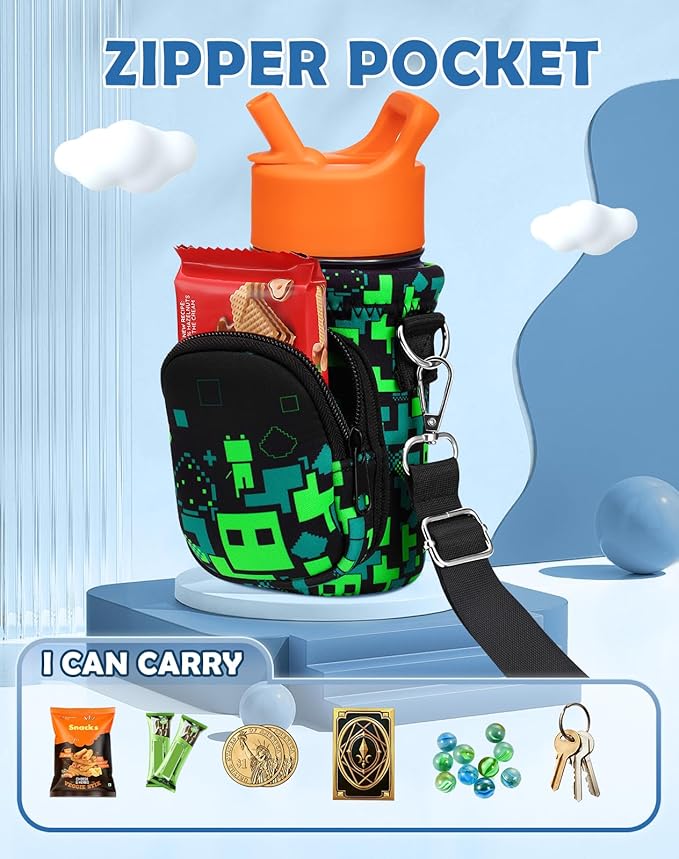 Miss Adola Water Bottle Carrier with Strap - Insulated Kids Water Bottle Holder for Boys Girls Bottle Bag for 10-18Oz