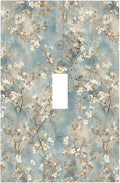 Decorative Light Switch Cover Plate Rustic Blue White Plum Blossom Flower 1 Gang Single Toggle Wall Plates for Electrical Outlet Covers Switch Plate Covers Faceplate for Bedroom Decor