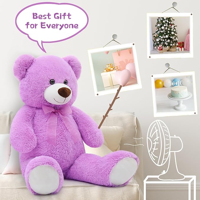 Toys Studio 36 inch Big Teddy Bear Cute Giant Stuffed Animals Soft Plush Bear for Girlfriend Kids, Purple