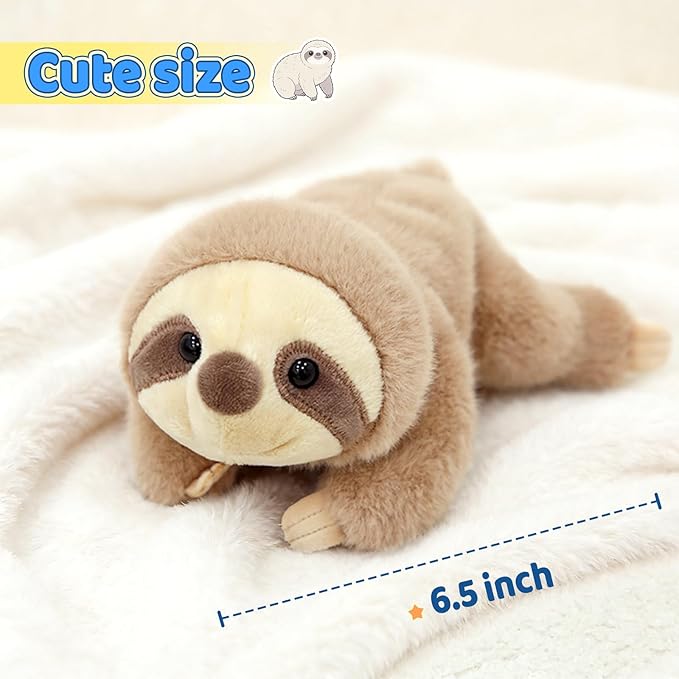 PEACH CAT Sloth Stuffed Animal Cute Plushies Small Plush Toys Gifts for Kids Brown