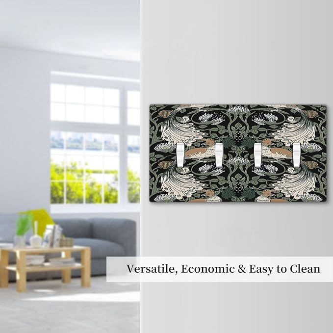 Light Switch Covers William Morris Vintage Floral Plants And Birds Quad Toggle 4 Gang Wall Plate Electrical Faceplate Decorative Switch Plates for Bedroom Home Decor