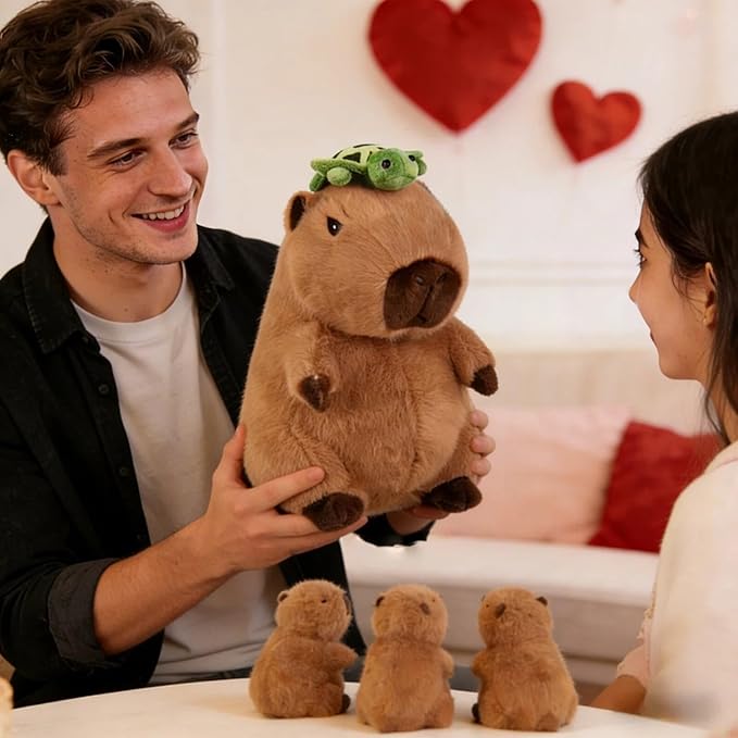 Youthfuljive 5 in 1 Capybara Plush Set 12.8" Mommy Capybara Stuffed Animal with Babies Inside, Stuffed Capybara Plush with 3 Baby Capibaras Peluches Capybara Pillow Plushies Toys for Kids Birthday