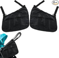 2 Pack Universal Side Sling Stroller Organizer with Mesh Cargo Net,Adjustable and Non-Slip Stroller Storage Bags, Portable Side Sling Stroller Cargo Net for Baby Accessories(Black)