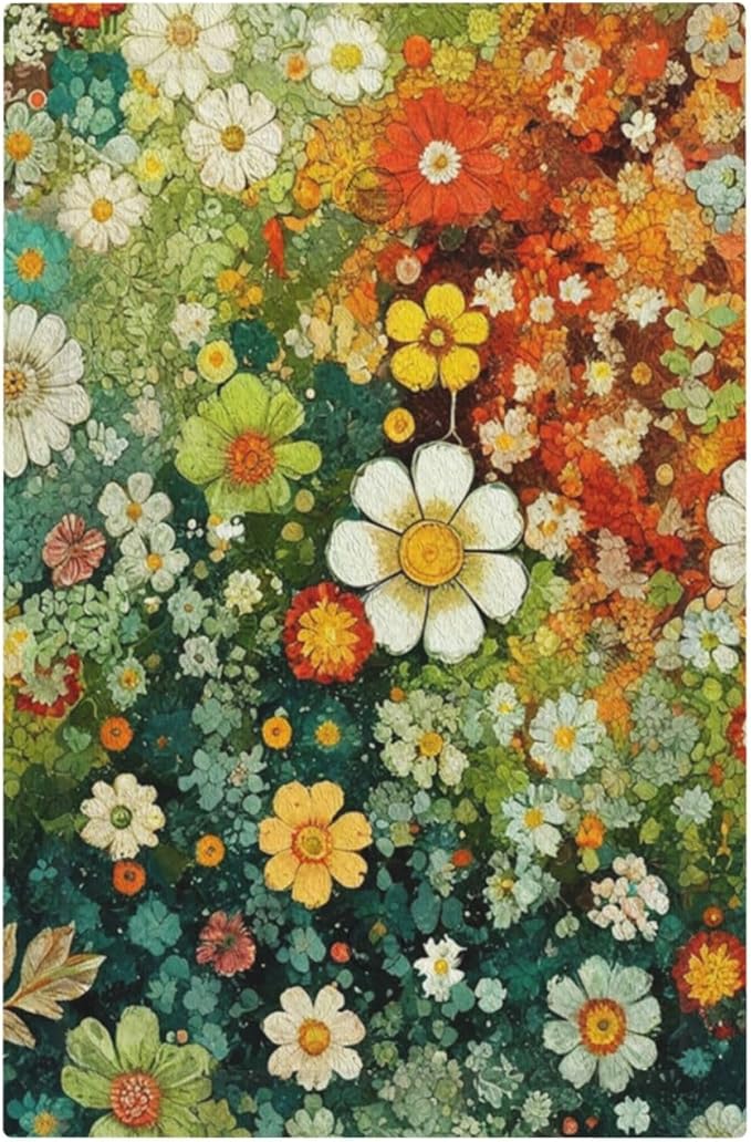 Light Switch Cover Colorful Flowers Green Plants Meadow Floral Decorative Switch Plates 1 Gang Blank No Device Outlet Covers Electrical Wall Plates for Bathroom Bedroom Decor