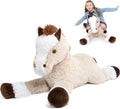 Tezituor 3ft Large Realistic Horse Stuffed Animal, 35.4 Inches Big Stuffed Pony Plush Toys for Ridding, Hugging Soft Horse Plush Theme Body Pillow Christmas Birthday Gift for Boys Girls