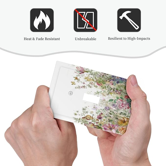Decorative Light Switch Cover Boho Wildflower Colorful Floral Butterfly 1 Gang Single Toggle Device Electrical Faceplate Switchplates Decorator Outlet Wall Plate For Bed Room Living Room