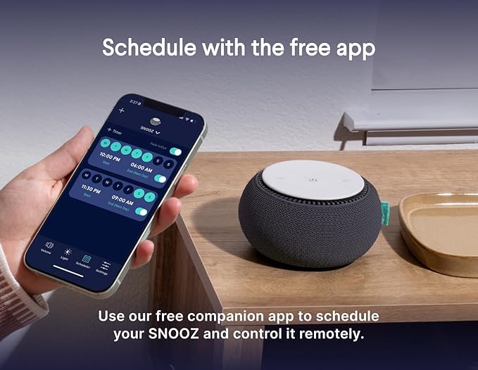 SNOOZ Smart White Noise Machine - Real Fan Inside for Non-Looping Sound, Portable Sleep Aid for Adults, Dogs, Pets, Travel, Home, Bedroom, Sleeping, Office Privacy, Therapy, & Baby Registry - Charcoal