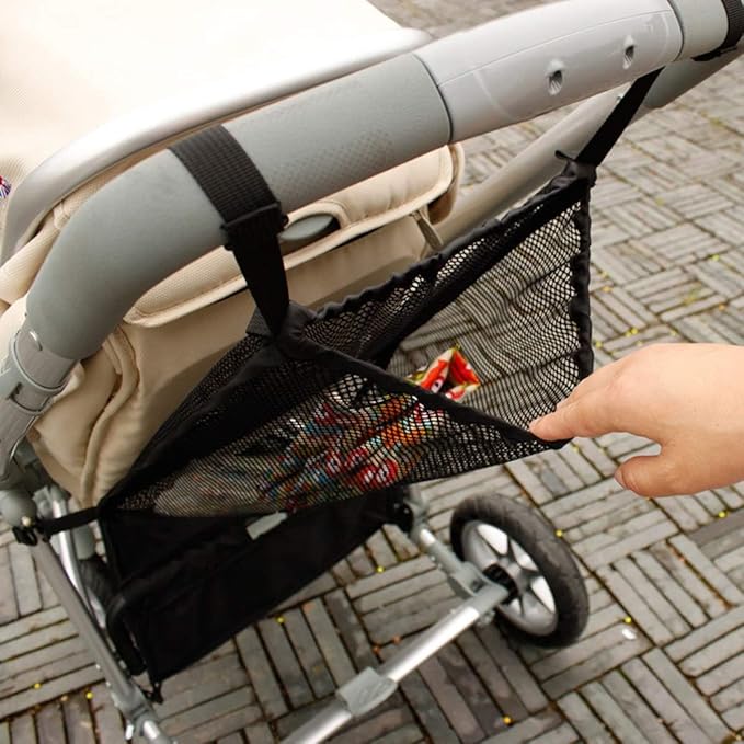 Universal Stroller Organizer, Universal Baby Stroller Hanging Mesh Pocket with Detachable Straps, Infant Prams Storage Organizer Bag