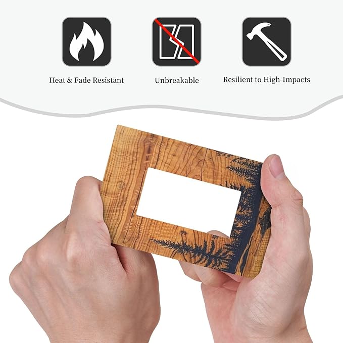 Pine Tree Forest Woodland Woods 1 Gang Single Decorator Receptacle Wall Plate Vintage Rustic Country Lodge Wooden Style Rocker/GFCI Device Light Switches Face Plug Cover Plate for Dimmers, USB Outlet