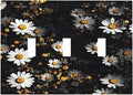 White Black Daisy Wildflower Modern Chrysanthemum Decorative Switch Plates 3 Gang Wall Plate Triple Toggle Light Switch Cover Faceplate Electrical Wall Panels for Bedroom Farmhouse Decor