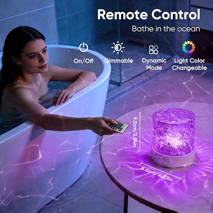 YXQUA Northern Lights Ocean Wave Projector Light, Galaxy Light Projector, 16 Colors Gradual Rotating Water Ripple Ambient Light Non-Wood, Aurora Projector for Sleeping, Home Theater, Party (Plug in)