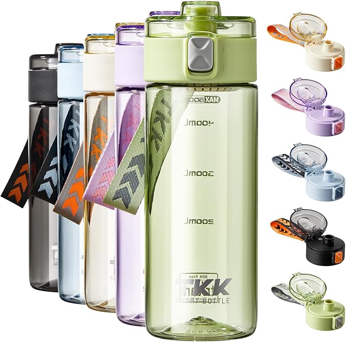TKK Sports Water Bottle, 17oz Tritan Kid Jug with Leak Proof Lid & Handle Strap & Built-In Infuser - BPA-Free, Easy-Clean Design for Gym, Office & Outdoor Travel, Light Green