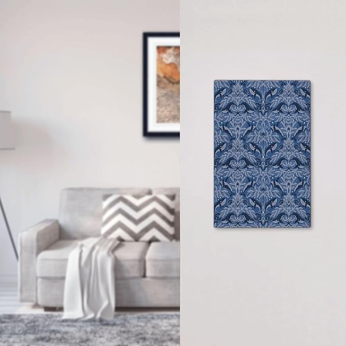 Blue Modern Nautical Art Whale Fish Ocean Damascus Light Switch Cover Plate 1 Gang No Device Blank Electrical Wall Plates Faceplate Decorative Switch Plate Covers for Bedroom Living Room Decor