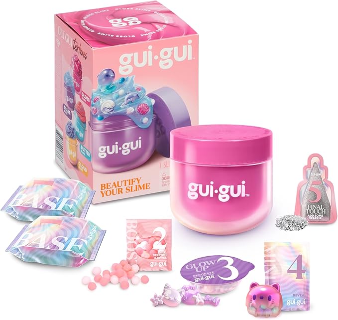 GUI GUI Slime Kit - Scented 2-Pack Bundle, Clear & Gloss, 5 Step DIY Process to Customize Your Ultimate Glow-Up, Resealable and Reusable Container, ASMR Experience, Slime Making Kit